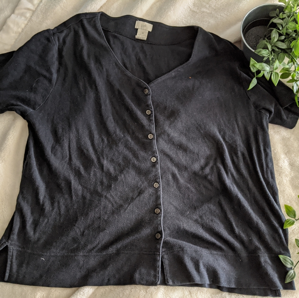 J. Jill Black Button Tee